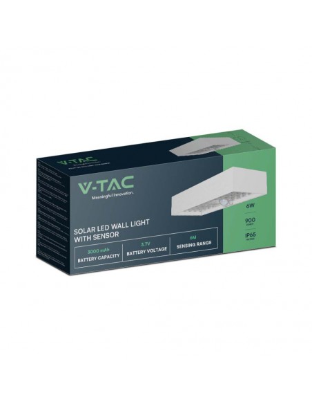 10308-Lampada LED da Muro  Con Pannello Solare e Sensore PIR Colore Bianco  -2