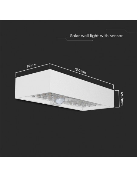 10308-Lampada LED da Muro  Con Pannello Solare e Sensore PIR Colore Bianco  -3