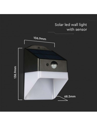 10309-Lampada LED da Giardino con Pannello solare e Sensore  Corpo Nero e Bianco  -3