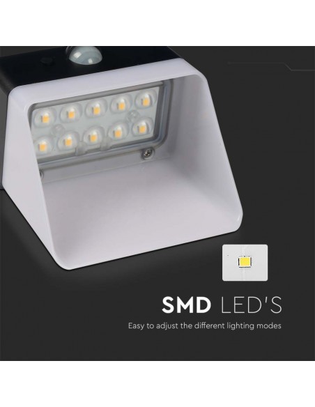 Lampada LED da Giardino con Pannello solare e Sensore 2W Corpo Nero e Bianco 4000K IP65