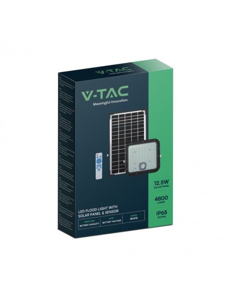 10310-Faro LED con Telecomando e Pannello Solare  LiFePO Colore Nero  -2