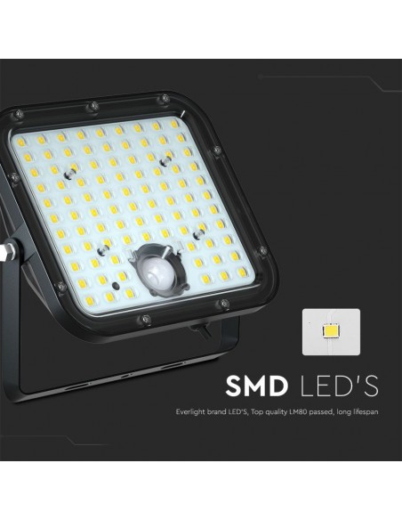 10310-Faro LED con Telecomando e Pannello Solare  LiFePO Colore Nero  -6