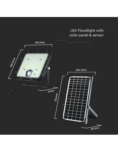 10311-Faro LED con Telecomando e Pannello Solare  Colore Nero -3