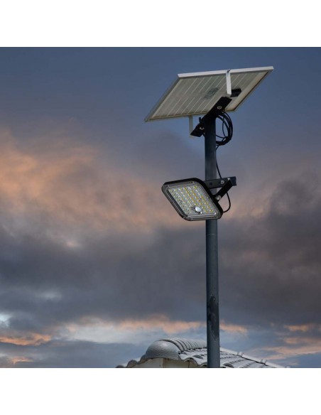 10313-Faro LED con Telecomando e Pannello Solare  Batteria LiFePo V Cavo da m Colore Nero -4