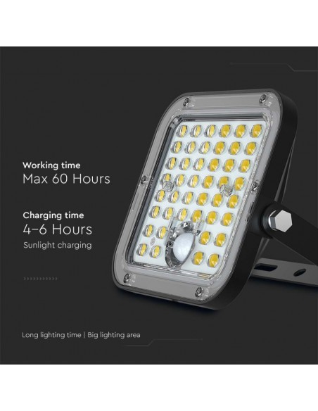10314-Faro LED con Telecomando e Pannello Solare  Batteria LiFePo V Cavo da m Colore Nero -7