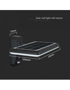 10315-Lampada LED Solare  da Muro Rettangolare con Batteria LiFePO V Colore Nero CCT  -1 2