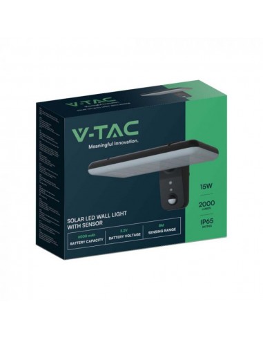 10315-Lampada LED Solare  da Muro Rettangolare con Batteria LiFePO V Colore Nero CCT  -7