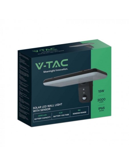 10315-Lampada LED Solare  da Muro Rettangolare con Batteria LiFePO V Colore Nero CCT  -7