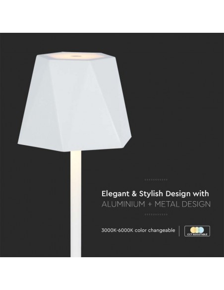 10324-Lampada LED da Tavolo  xmm Colore Bianco ricaricabile con USB C Touch Dimmerabile in-6