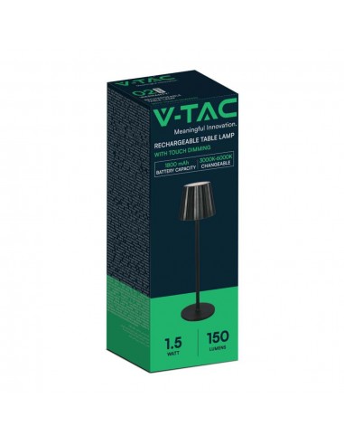 10325-Lampada LED da Tavolo  xmm Colore Nero ricaricabile con USB C Touch Dimmerabile in-2