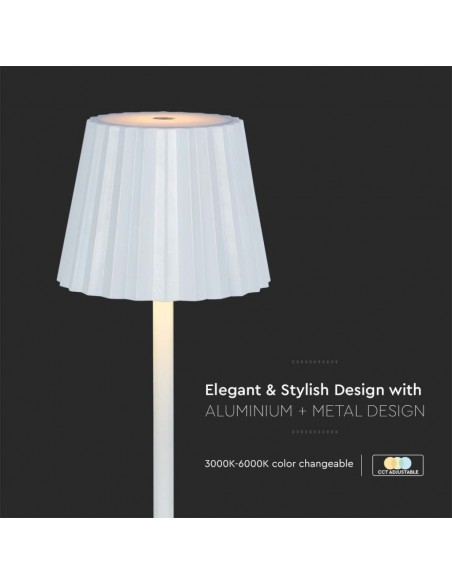 10326-Lampada LED da Tavolo  xmm Colore Bianco ricaricabile con USB C Touch Dimmerabile in-6