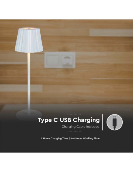 Lampada LED da Tavolo 1.5W 115*370mm Bianco ricaricabile con USB C Touch Dimmerabile 3in1