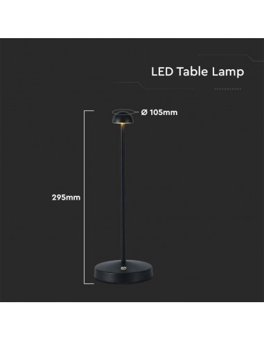 10328-Lampada LED da Tavolo  xmm Colore Nero ricaricabile con USB C Touch Dimmerabile in-3
