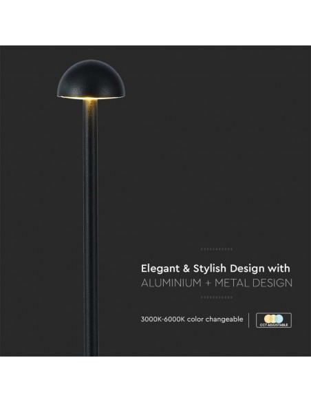 10328-Lampada LED da Tavolo  xmm Colore Nero ricaricabile con USB C Touch Dimmerabile in-6