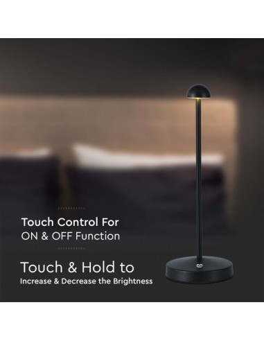 10328-Lampada LED da Tavolo  xmm Colore Nero ricaricabile con USB C Touch Dimmerabile in-7