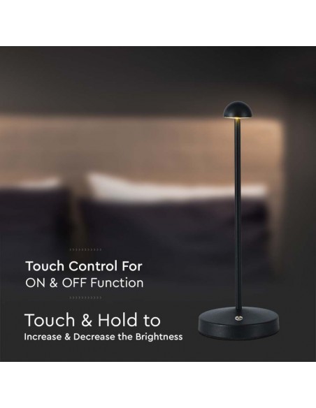 10328-Lampada LED da Tavolo  xmm Colore Nero ricaricabile con USB C Touch Dimmerabile in-7