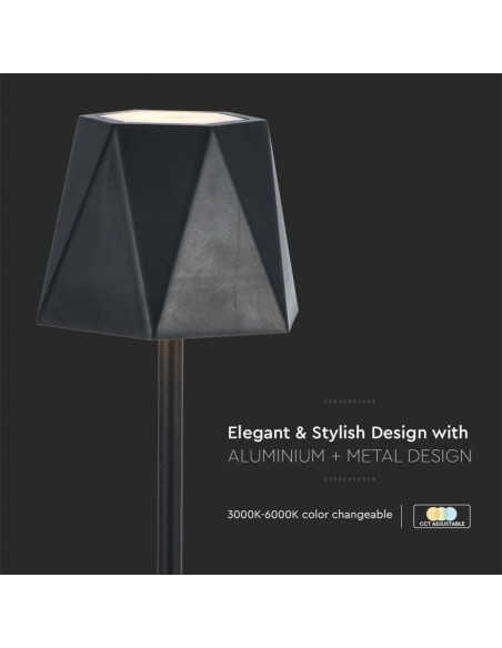 10330-Lampada LED da Tavolo  xmm Colore Nero ricaricabile con USB C Touch Dimmerabile in-6