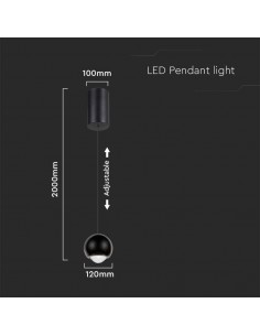 10341-Lampadario LED a Sospensione  a Forma di Sfera Øxcm Regolabile  Colore Nero-1 2