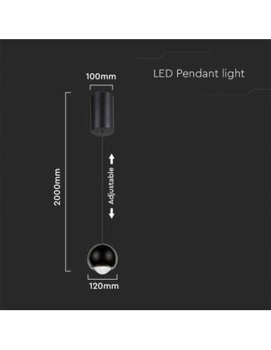10341-Lampadario LED a Sospensione  a Forma di Sfera Øxcm Regolabile  Colore Nero-2