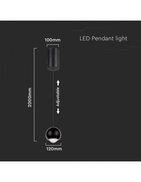 10341-Lampadario LED a Sospensione  a Forma di Sfera Øxcm Regolabile  Colore Nero-2