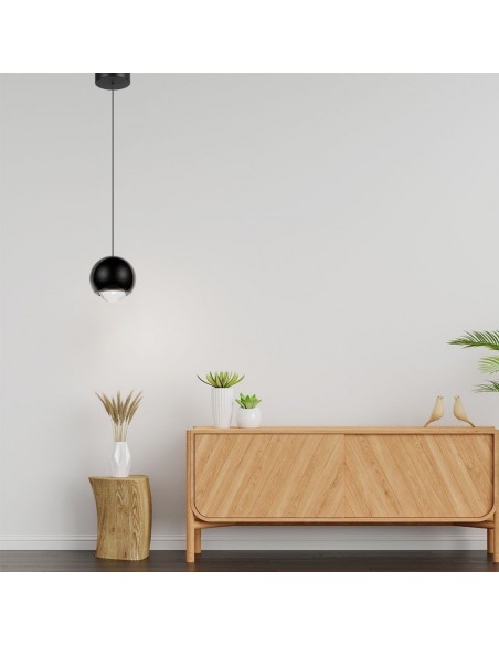 10341-Lampadario LED a Sospensione  a Forma di Sfera Øxcm Regolabile  Colore Nero-3