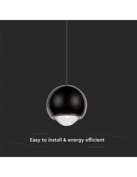10341-Lampadario LED a Sospensione  a Forma di Sfera Øxcm Regolabile  Colore Nero-6
