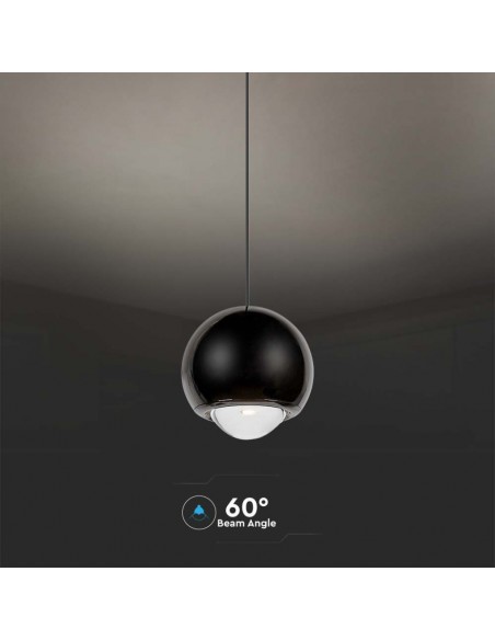 Lampadario LED a Sospensione 5W a Forma di Sfera Ø12x200cm Regolabile 3000K Nero