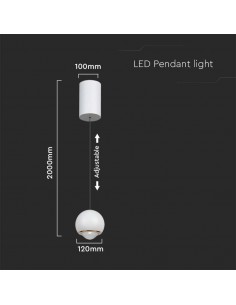 10342-Lampadario LED a Sospensione  a Forma di Sfera Øxcm Regolabile  Colore Bianco-1 2