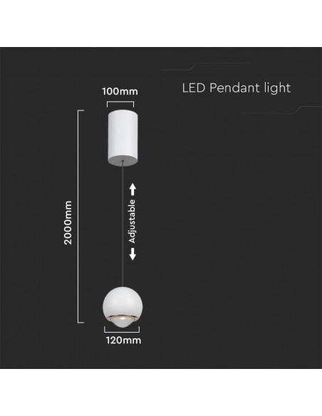 10342-Lampadario LED a Sospensione  a Forma di Sfera Øxcm Regolabile  Colore Bianco-2