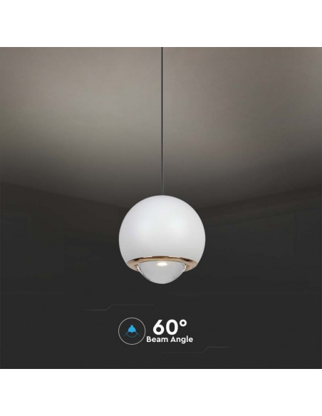 Lampadario LED a Sospensione 5W a Forma di Sfera Ø12x200cm Regolabile 3000K Bianco