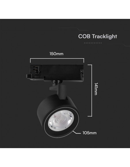 10371-Faretto LED COB da Binario Trifase  Colore Nero  CCT in-3