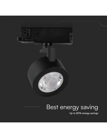 Faretto LED COB da Binario Trifase 30W Nero 35° CCT 3in1