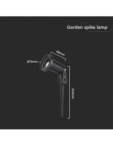 10372-Picchetto in Alluminio con Portalampada GU Orientabile  Colore Nero -3