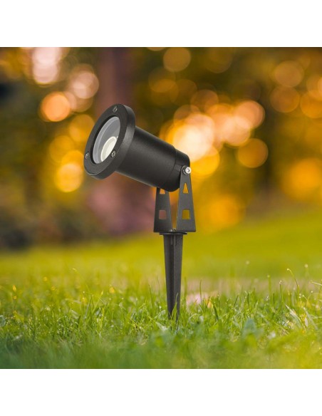 10372-Picchetto in Alluminio con Portalampada GU Orientabile  Colore Nero -4