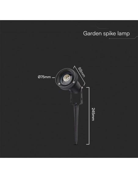 10373-Picchetto in Alluminio con Portalampada GU Orientabile  Colore Nero -3