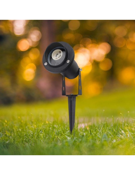 10373-Picchetto in Alluminio con Portalampada GU Orientabile  Colore Nero -4