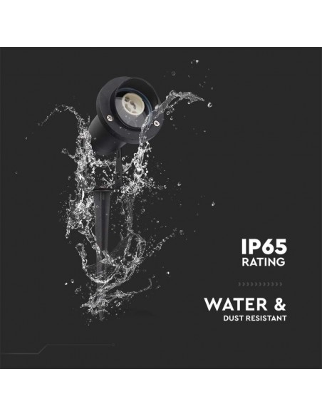 Picchetto in Alluminio con Portalampada GU10 Orientabile 105*75*245mm Nero IP65