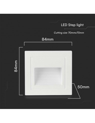 10377-Faretto LED Segnapasso Quadrato Montaggio a Incasso  Colore Bianco  -4