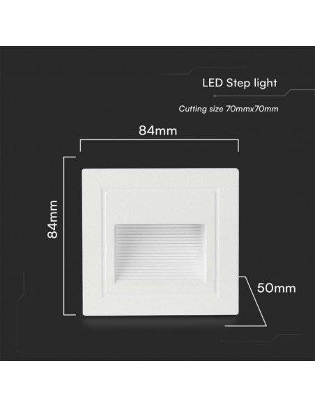 10377-Faretto LED Segnapasso Quadrato Montaggio a Incasso  Colore Bianco  -4