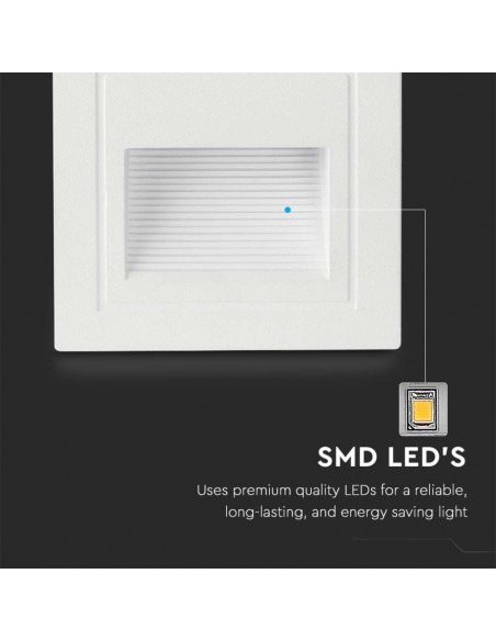 Faretto LED Segnapasso Quadrato Montaggio a Incasso 5W Bianco 3000K IP65