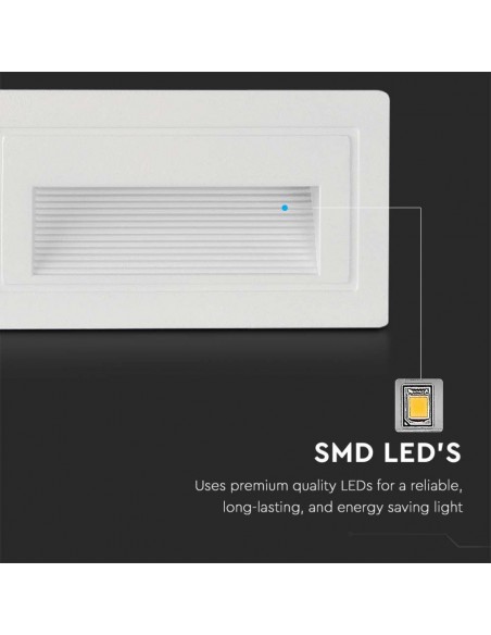 10378-Faretto LED Segnapasso Rettangolare Montaggio a Incasso  Colore Bianco  IP-7