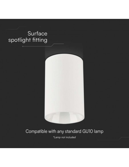 10379-Portafaretto LED Montaggio a Plafone Rotondo GU Corpo Bianco Riflettore Bianco-5