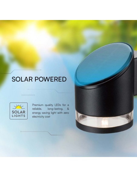 Lampada LED da Giardino Cilindrica con Pannello solare 1W Corpo Nero 121*90*112.5mm 3000K IP54