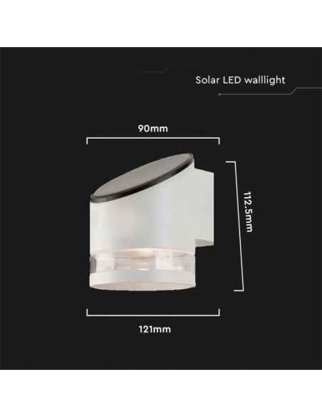 10395-Lampada LED da Giardino Cilindrica con Pannello Solare  Corpo Bianco xxmm  IP-3