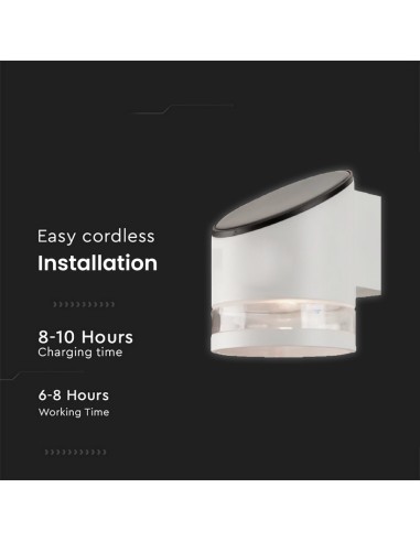 10395-Lampada LED da Giardino Cilindrica con Pannello Solare  Corpo Bianco xxmm  IP-6