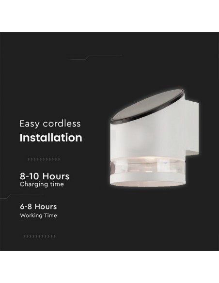 10395-Lampada LED da Giardino Cilindrica con Pannello Solare  Corpo Bianco xxmm  IP-6