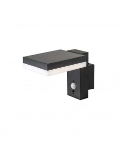 10402-Lampada LED da Muro Rettangolare  con Pannello Solare e Sensore PIR Corpo Nero  IP-1