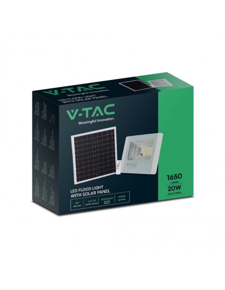 10408-Faro LED con Telecomando e Pannello Solare  Colore Bianco  -2