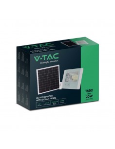 10409-Faro LED con Telecomando e Pannello Solare  Colore Bianco  -1 2