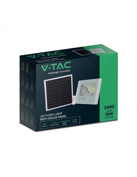 10410-Faro LED con Telecomando e Pannello Solare  Batteria LiFePO Colore Bianco  -2